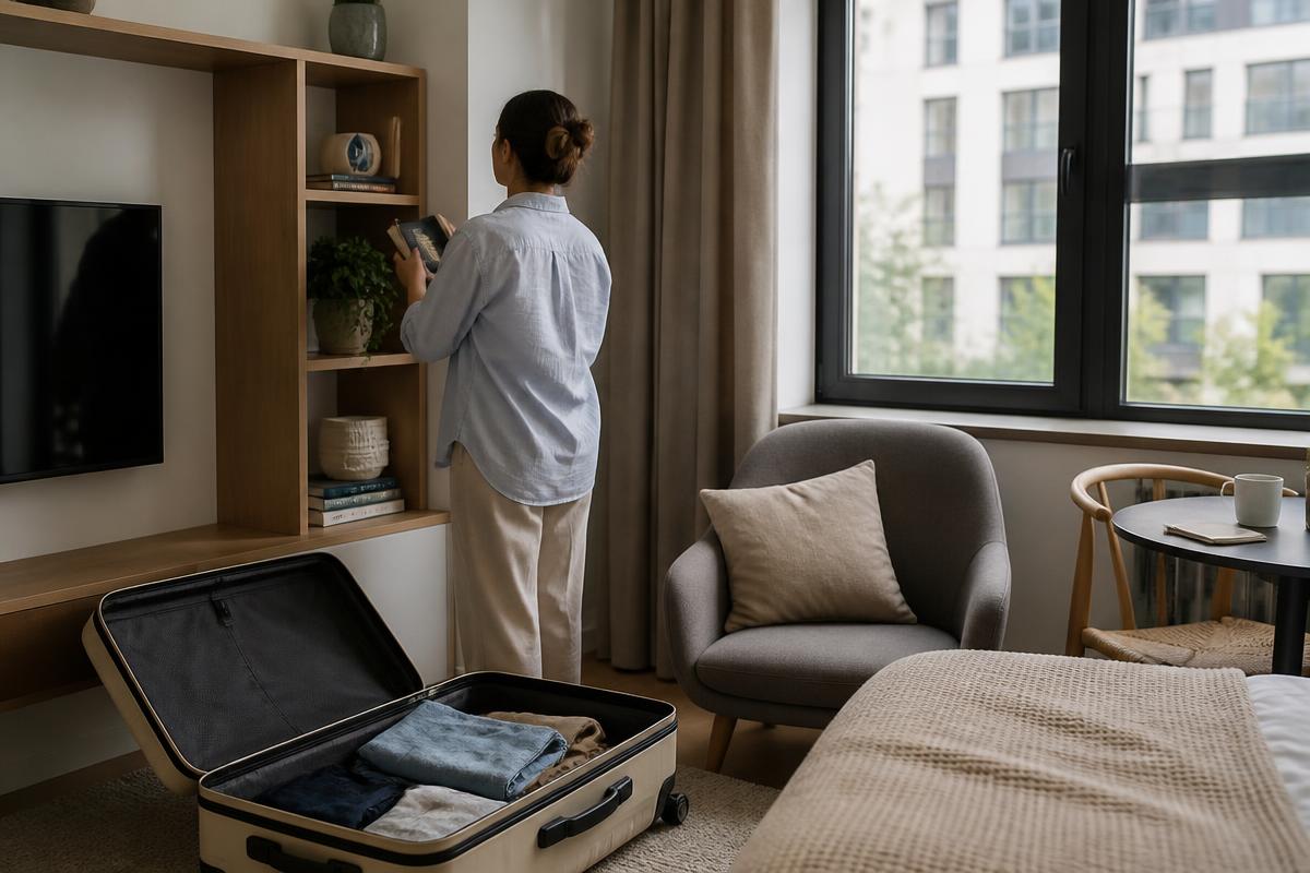 Expat settling into furnished temporary accommodation